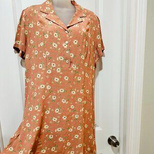 Vintage Gap Rose Pink Short Sleeve Floral Dress, Size M